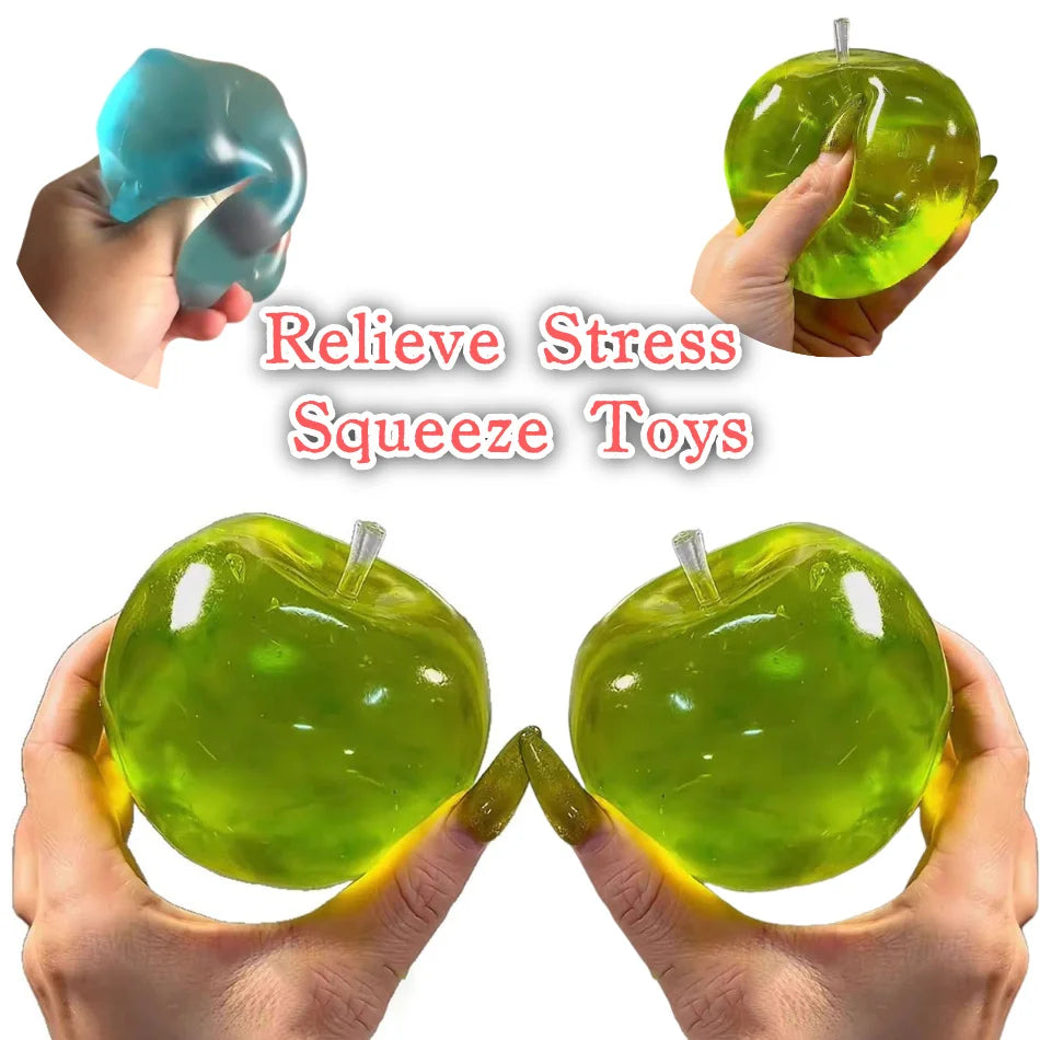 Squishy Green Apple Stress Ball Soft Fidget Sensory Toy for ADHD Autism Slow Rebound Squeeze Toy for Adults Kids Christmas Gift